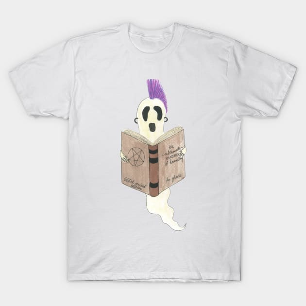 Rory the Curious Punk Ghost Hand Drawn Spooky Halloween Ghost Artwork in Watercolor and Ink T-Shirt by EndlessDoodles